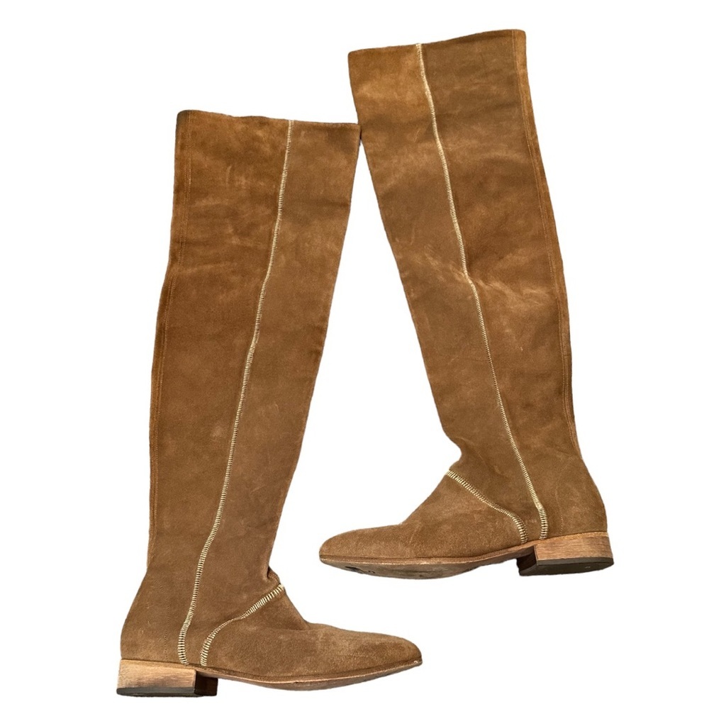 Free People Over the Knee Boots Grandeur Boots in Tan Brown Size 38 US 8
